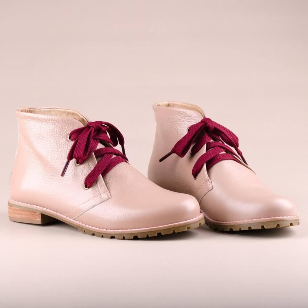 bota cano curto couro legitimo cou nude rosa _MG_4269