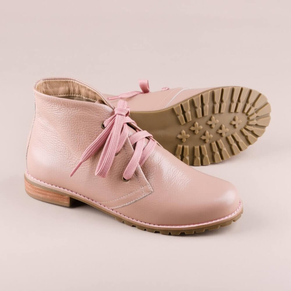 bota cano curto couro legitimo cou nude rosa _MG_4286