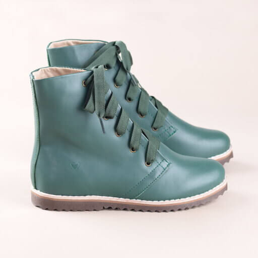 bota valete media verde com cadarço verde