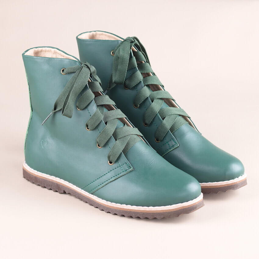 bota valete media verde com cadarço verde par