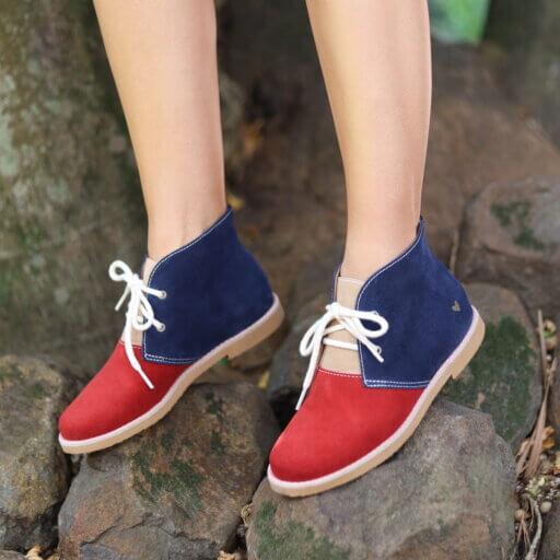 Bota cano curto desert navy vermelha e azul 4