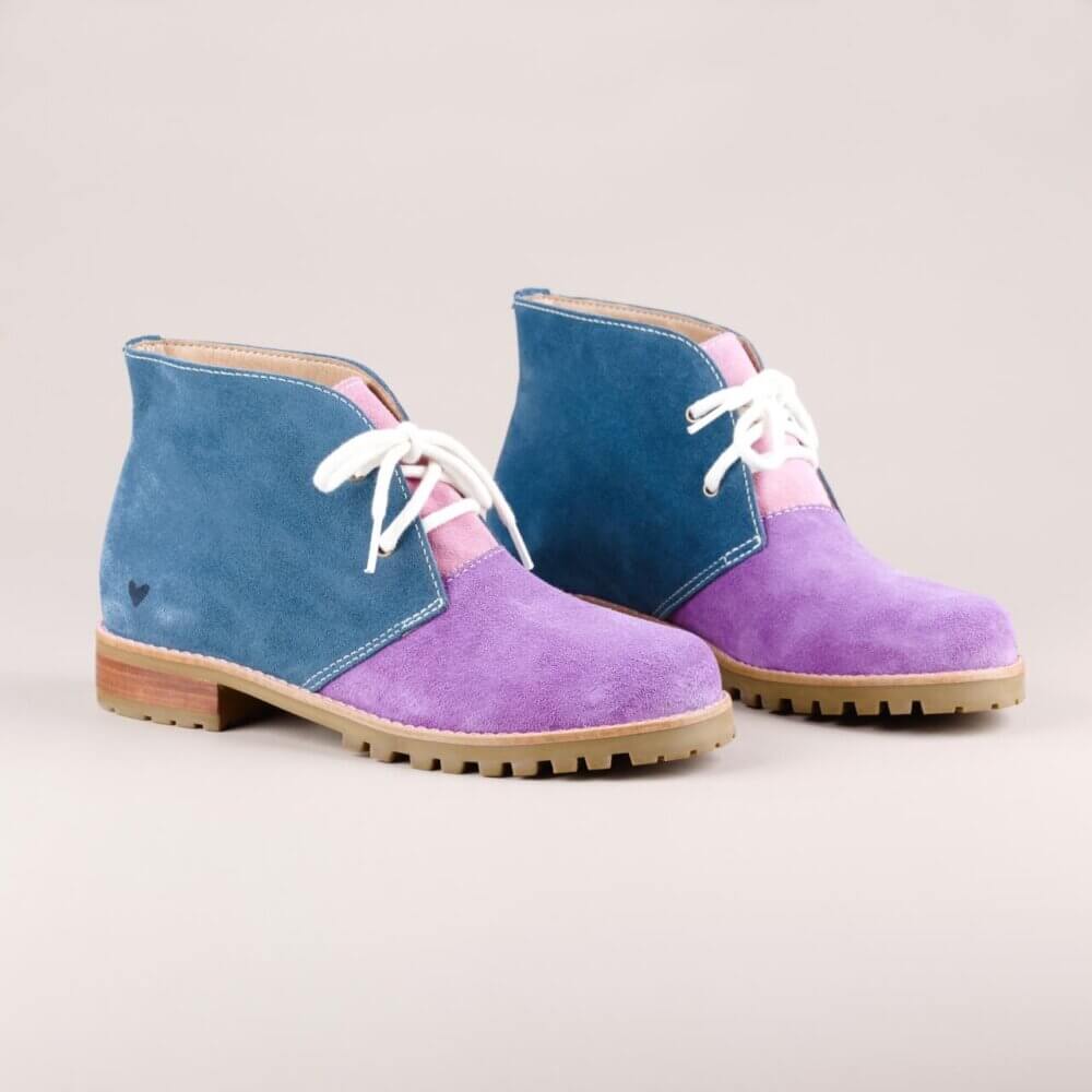 lilás e verde cadarço branco