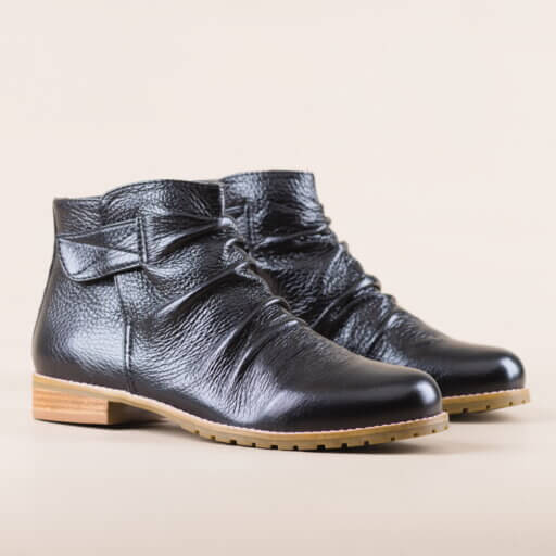 Mad Absolem Preta Bota em couro enrrugado