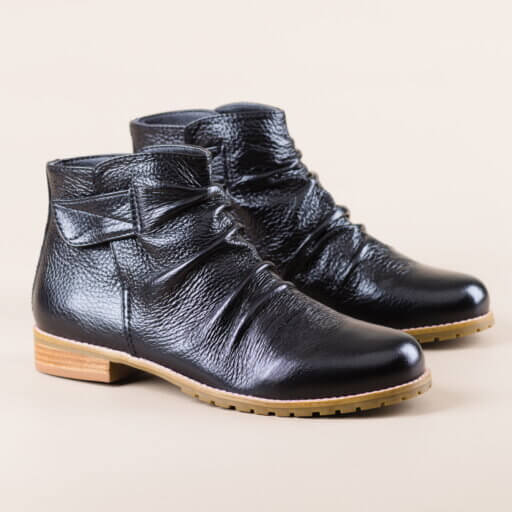 Mad Absolem Preta Bota em couro franzido