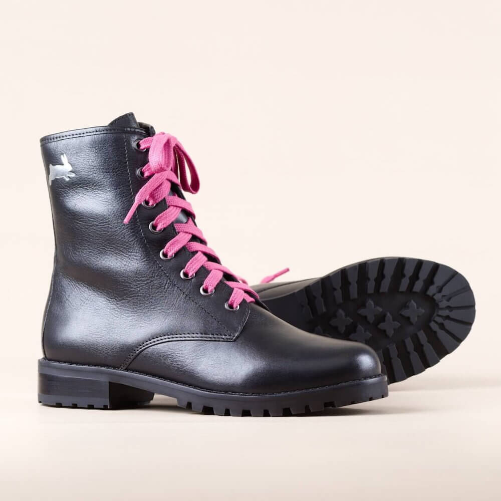 Black Rabbit Scout All Black Coturno Com Cadarço Rosa Pink