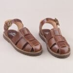 Lazy Marrom | Alice de Copas | Sandalia Feminina em Couro Tratorada Sem Salto Com Fivela