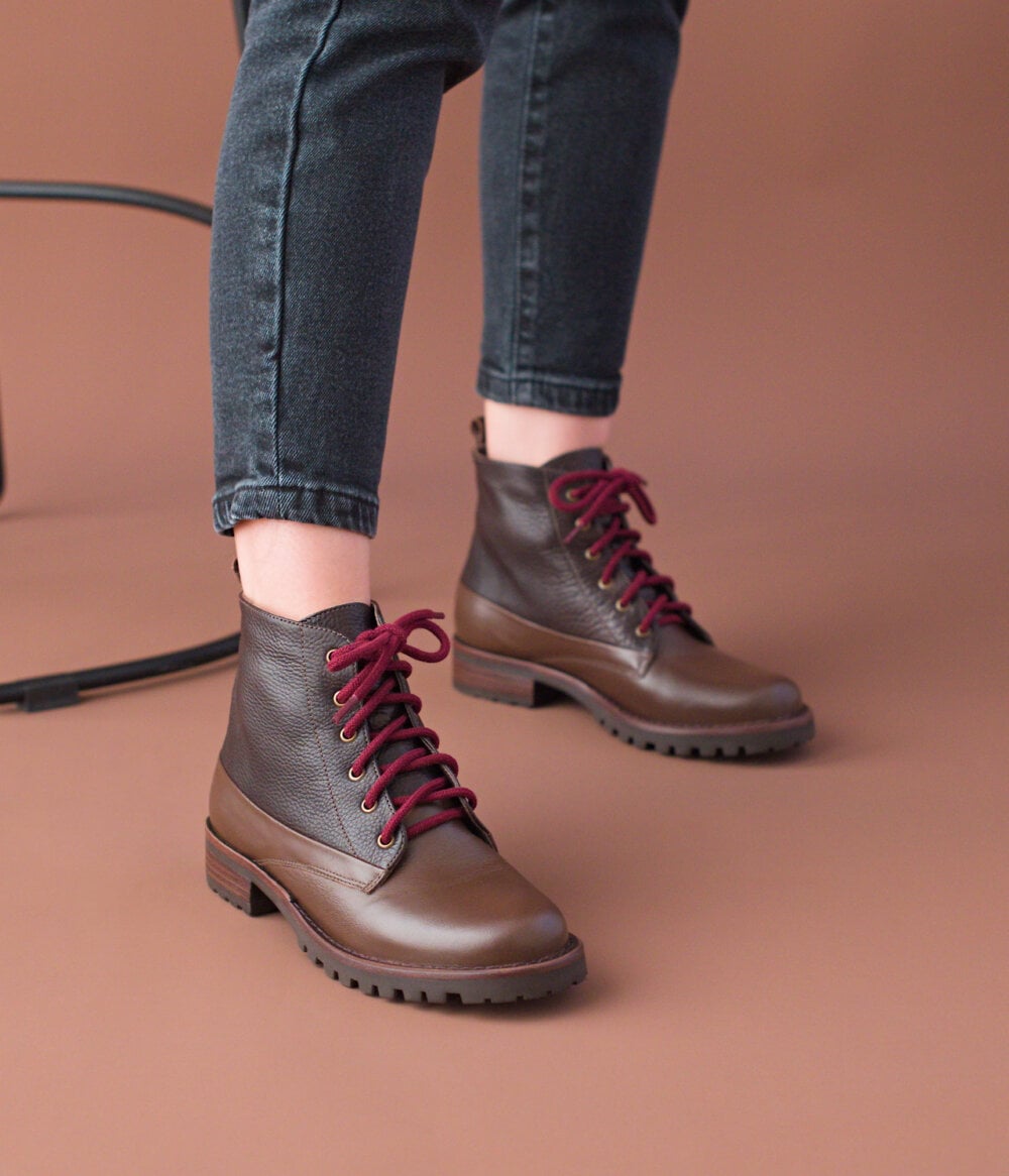 bota marrom feminina heart ember black rabbit design exclusivo couro