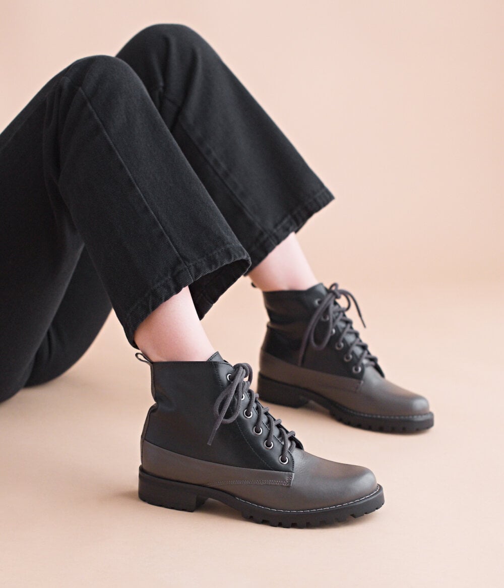 design exclusivo bota heart storm preto cinza couro legítimo black rabbit