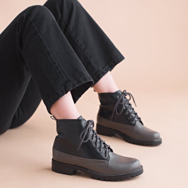 design exclusivo bota heart storm preto cinza couro legítimo black rabbit