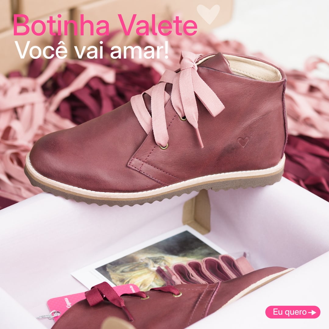 Bota Cor vinho alice de copas e alice disse voce vai amar